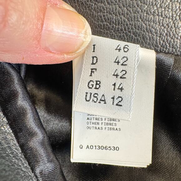 Vintage Jean Paul Gaultier Wool Leather Skirt Size 12 Black White Knee Length - Picture 5 of 10